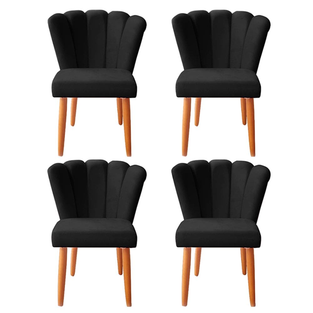 Kit 4 Cadeiras Poltrona Sala de Jantar Penteadeira Reforçada Decorativa Pétala Suede