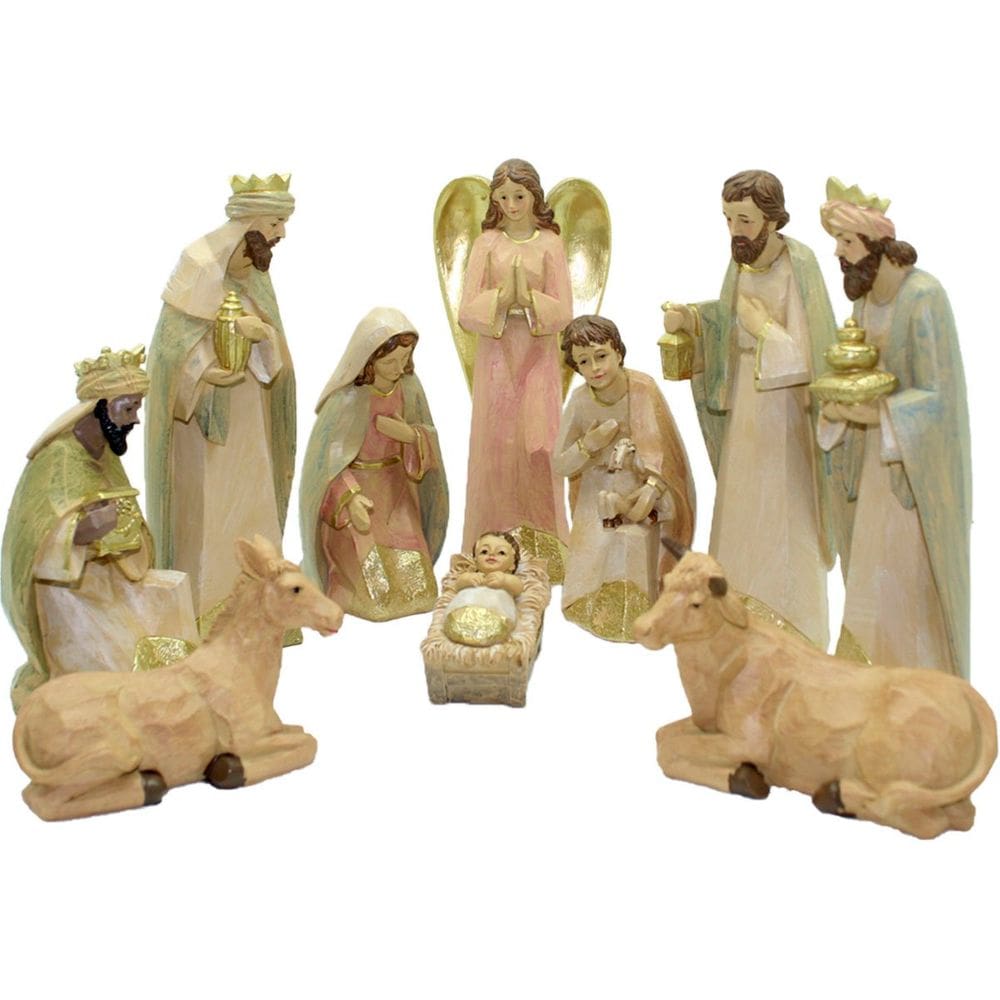Presépio Natalino Nascimento De Jesus Com 10 Peças Estatueta