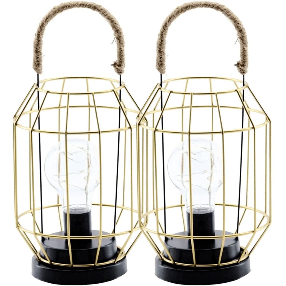 Kit 2 Luminária Dourada Vintage Decoração Industrial De 27cm