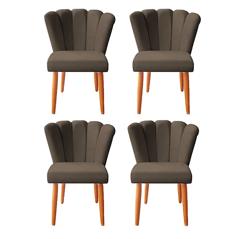 Kit 4 Cadeiras Poltrona Sala de Jantar Penteadeira Reforçada Decorativa Pétala Suede