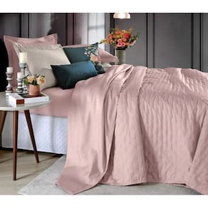 Jogo Cobre Leito Toque De Algodão 250 Fios King 280x260cm - Rosa Tule