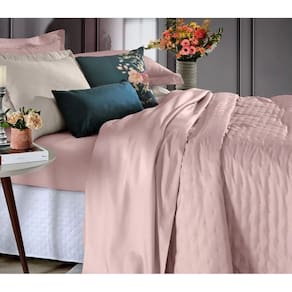 Jogo Cobre Leito Toque de Algodão 250 Fios Casal 220x240cm - Rosa Tule