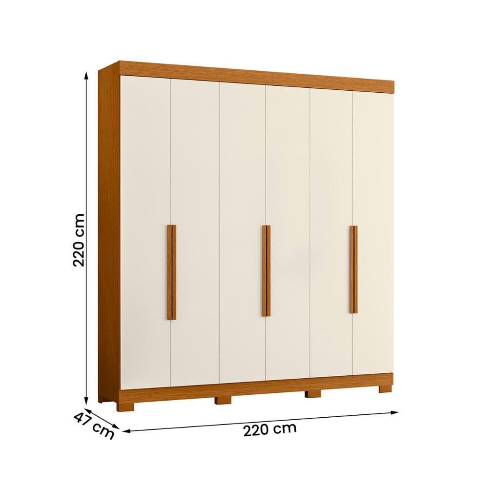 Guarda Roupa Vinci 200cm 6 Portas 3 Gavetas com Pés