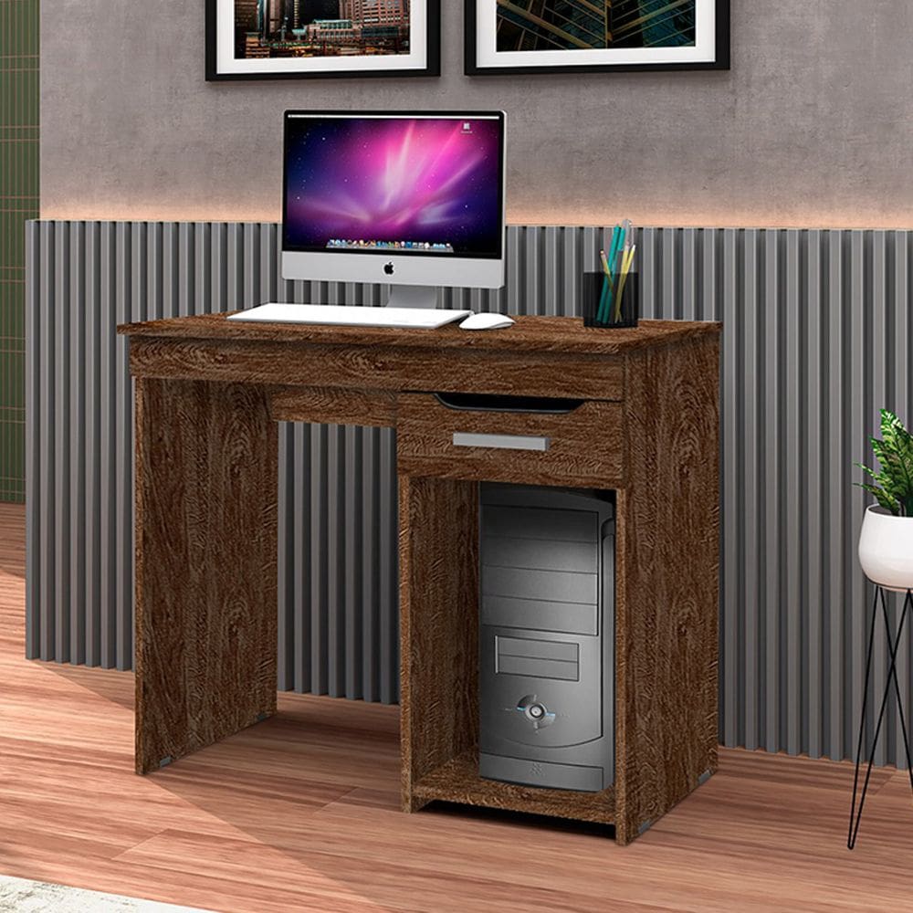 Mesa Escrivaninha para Home Office Quenia com 1 Gaveta - Imbuia