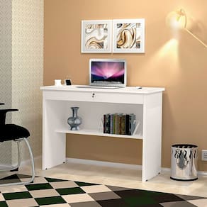 Escrivaninha Mesa Aparador Orquídea 01 Gaveta com Chave - Branco