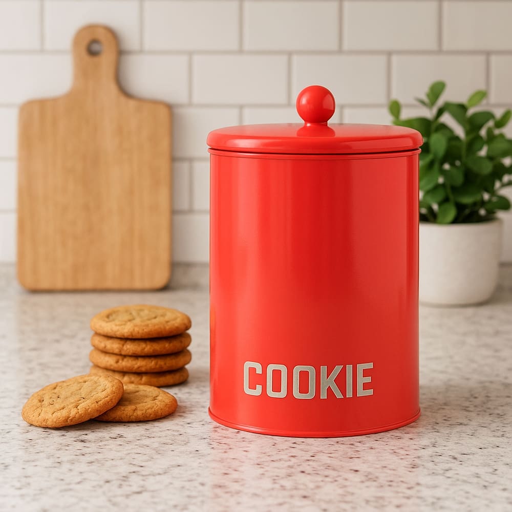 Lata De Metal Com Vedação Hermética Laranja - Cookie