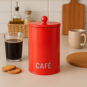 Lata De Metal Com Vedação Hermética Laranja  - Café