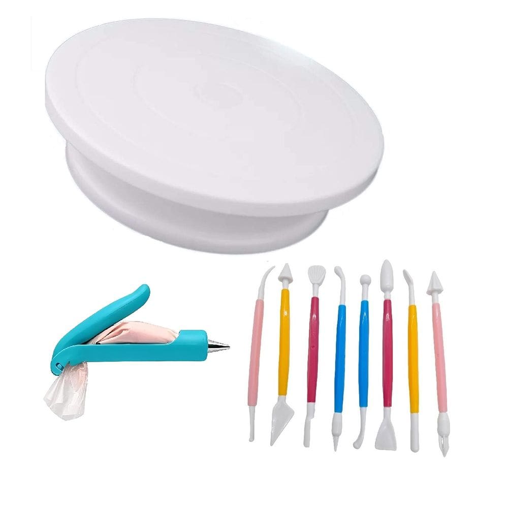 Kit Bailarina Prato Giratório Com Caneta Confeiteiro e 8 Estecas
