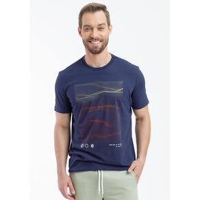 Camiseta Masculina Manga Curta Just Breath Deixe o Flow Te Guiar Marinho