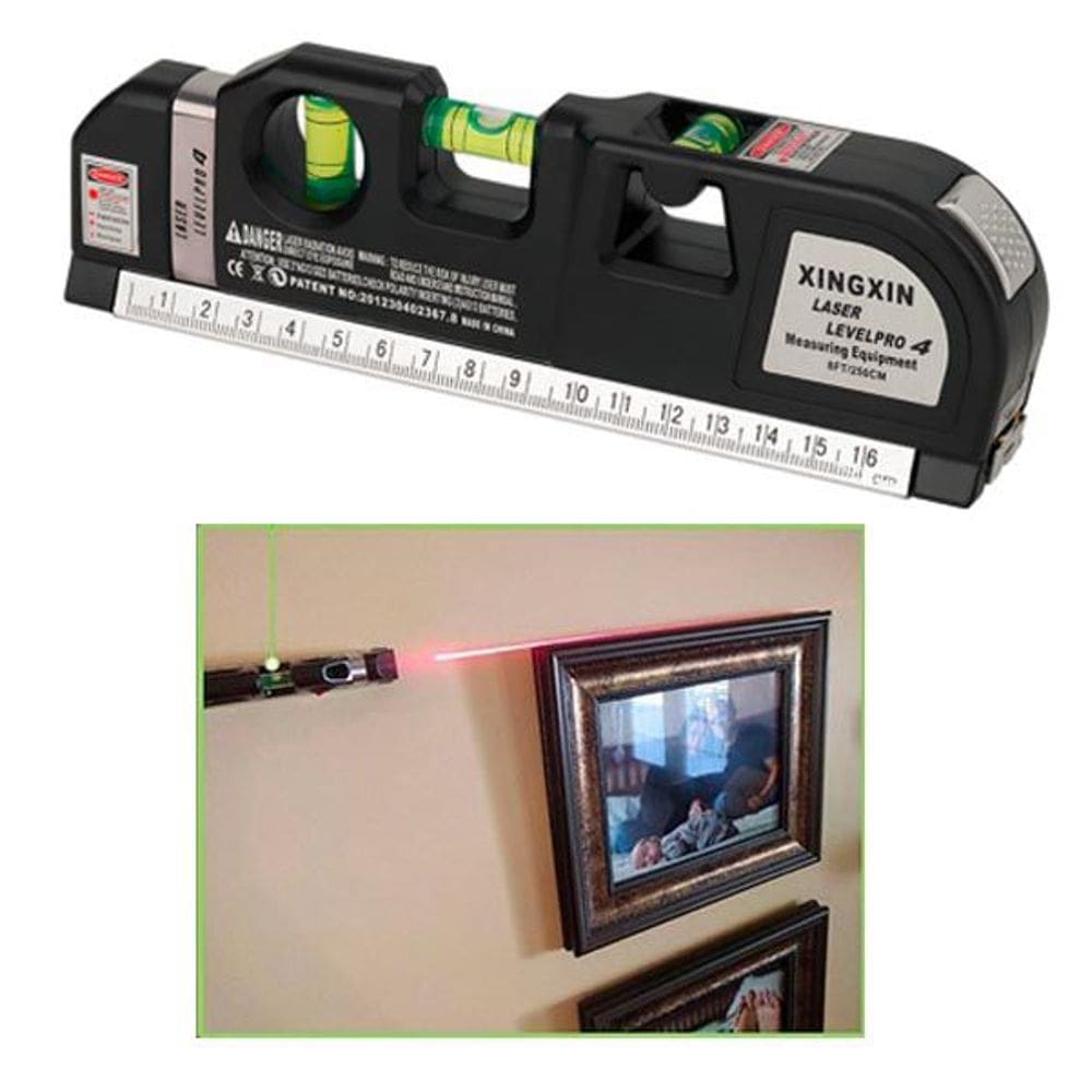 Trena Nivel a Laser Profissional 2.5m Medidor Nivelador Prateleira Painel Parede