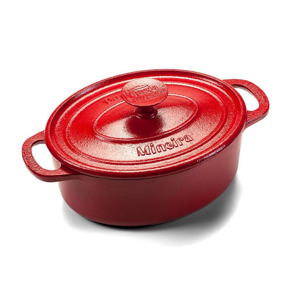 Caçarola Oval Estilo Vermelha Ferro PanelaMineira 21x17cm 2L