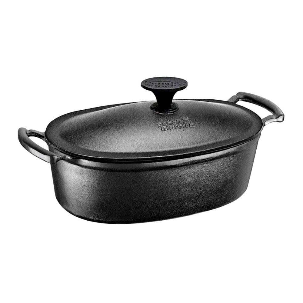 Caçarola Retrô Oval Tampa Ferro Panela Mineira 35x24,5cm 5L