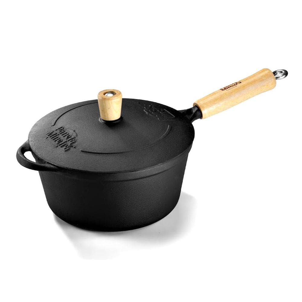 Caçarola Emily Cabo Madeira Panela Mineira Tampa Ferro 20cm