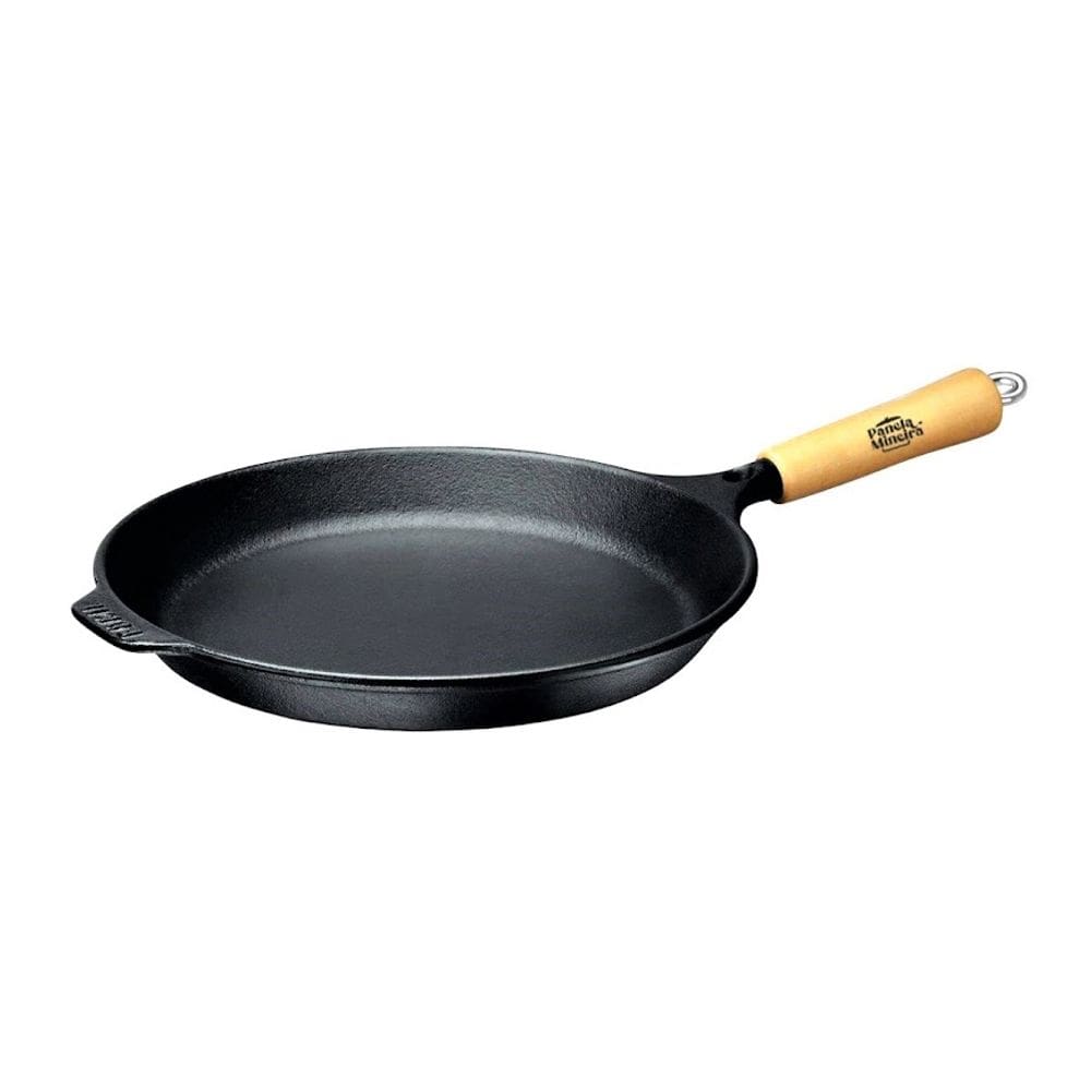 Frigideira Rasa Ferro Cabo Madeira Panela Mineira 28cm 1,2L