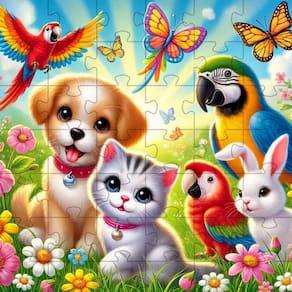 Kit 2 Quebra-Cabeças Infantil Animais Fofos 20 Peças Em Mdf