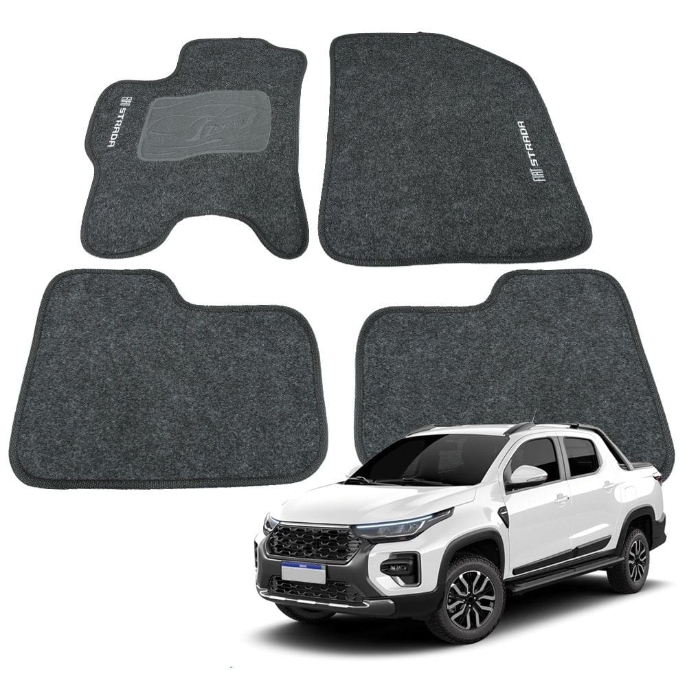 Tapete para Strada 2020 a 2025 Cabine Dupla Carpete Automotivo 4 Peças Bordado Molde da Medida do Carro