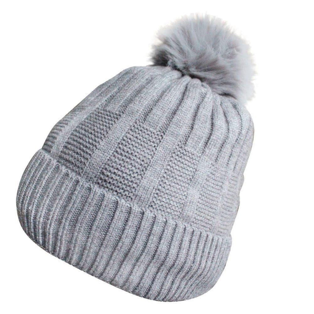Touca Gorro Adulto Peluciada Cinza Pompom Tamanho Único