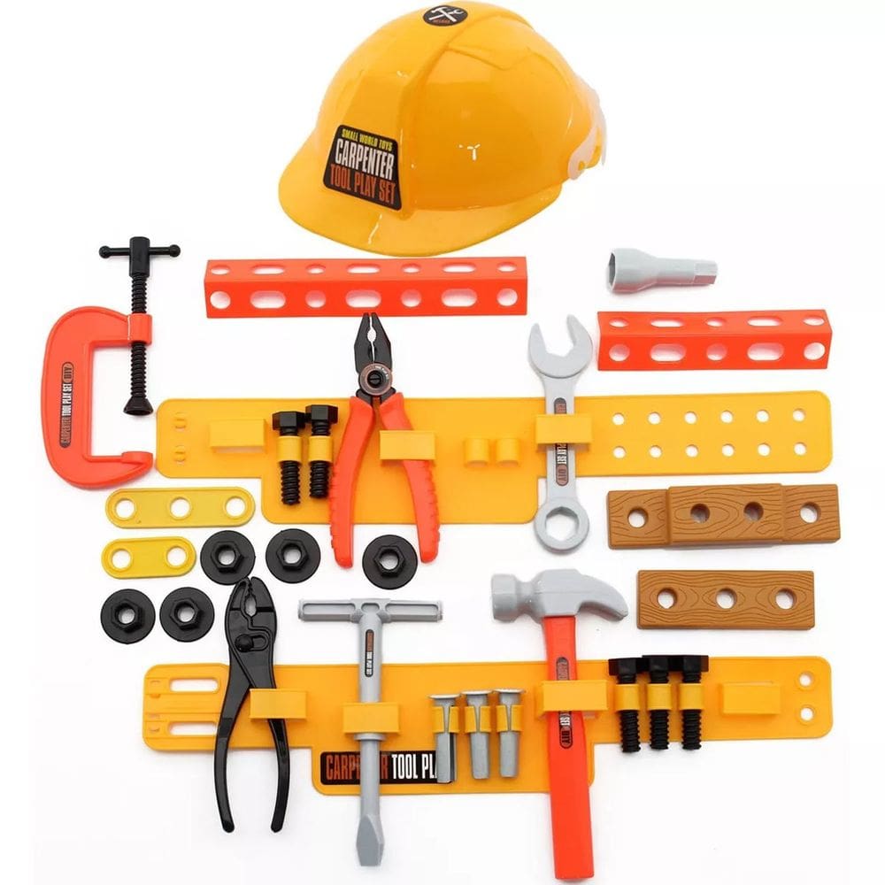 Kit Ferramentas De Brinquedo Construção 29 Peças Com Capacete