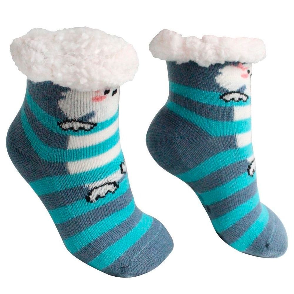 Meia Infantil Peluciada Antiderrapante Azul Poodle 28 ao 35