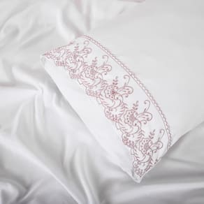 Jogo de Cama 4 pç Bordado Inglês Toque de Seda King - Jolitex - Branco/Rosê