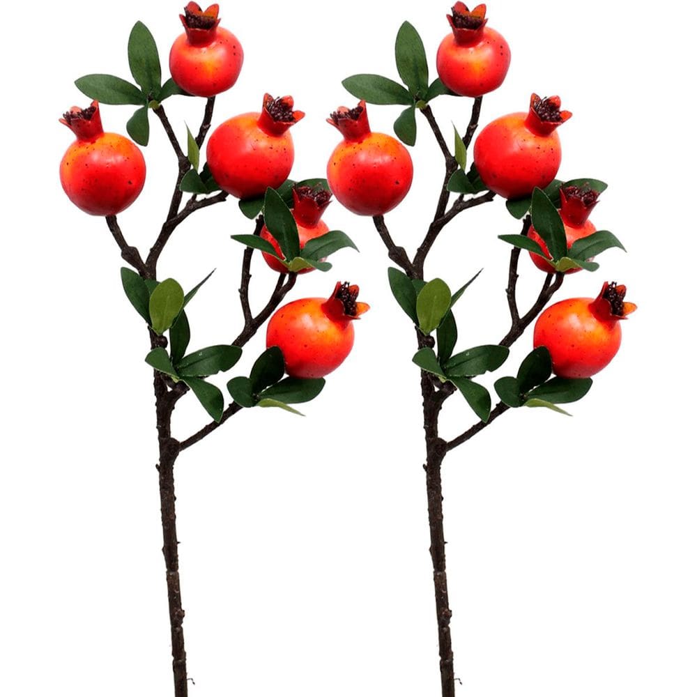 Kit 2 Plantas Fruta Romã Artificial Decoração Natal De 60cm