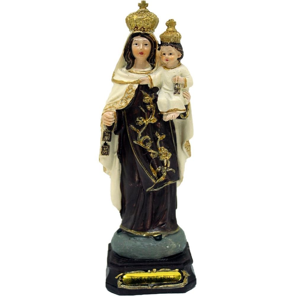 Estatueta Imagem Nossa Senhora Do Carmo Enfeite Resina 16cm