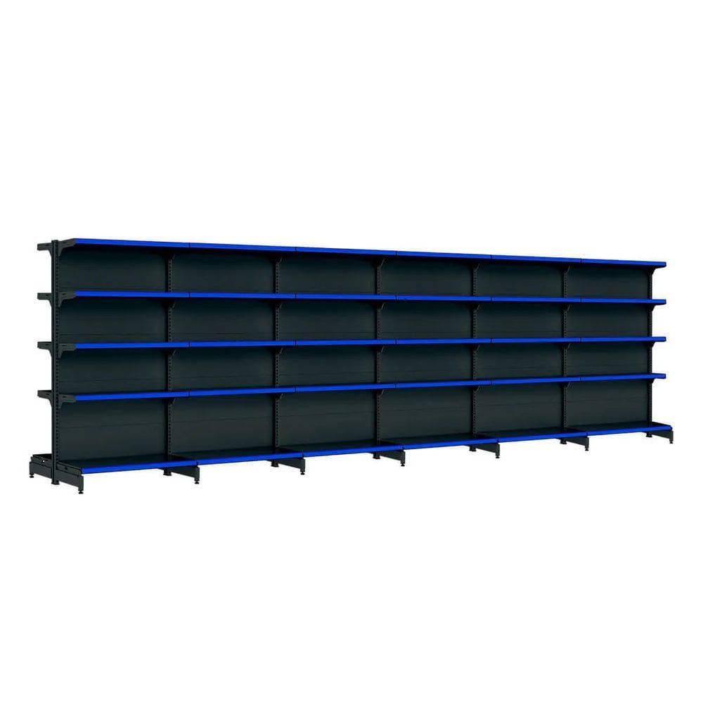 Kit 6 gôndolas new premium 2,02m preta centro 80/60