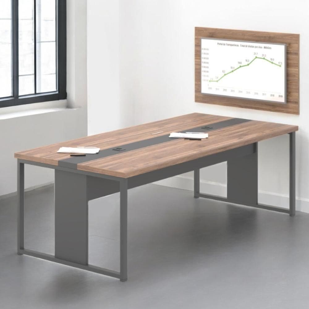 Mesa Sala De Reunião Com Paniel De Parma Noce Preto