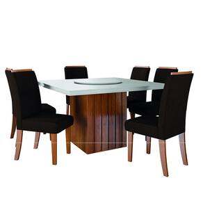 Conjunto Sala de Jantar Amsterdã New Mesa com Tampo Giratório 6 Cadeiras Grécia Madeirado/Chocolate
