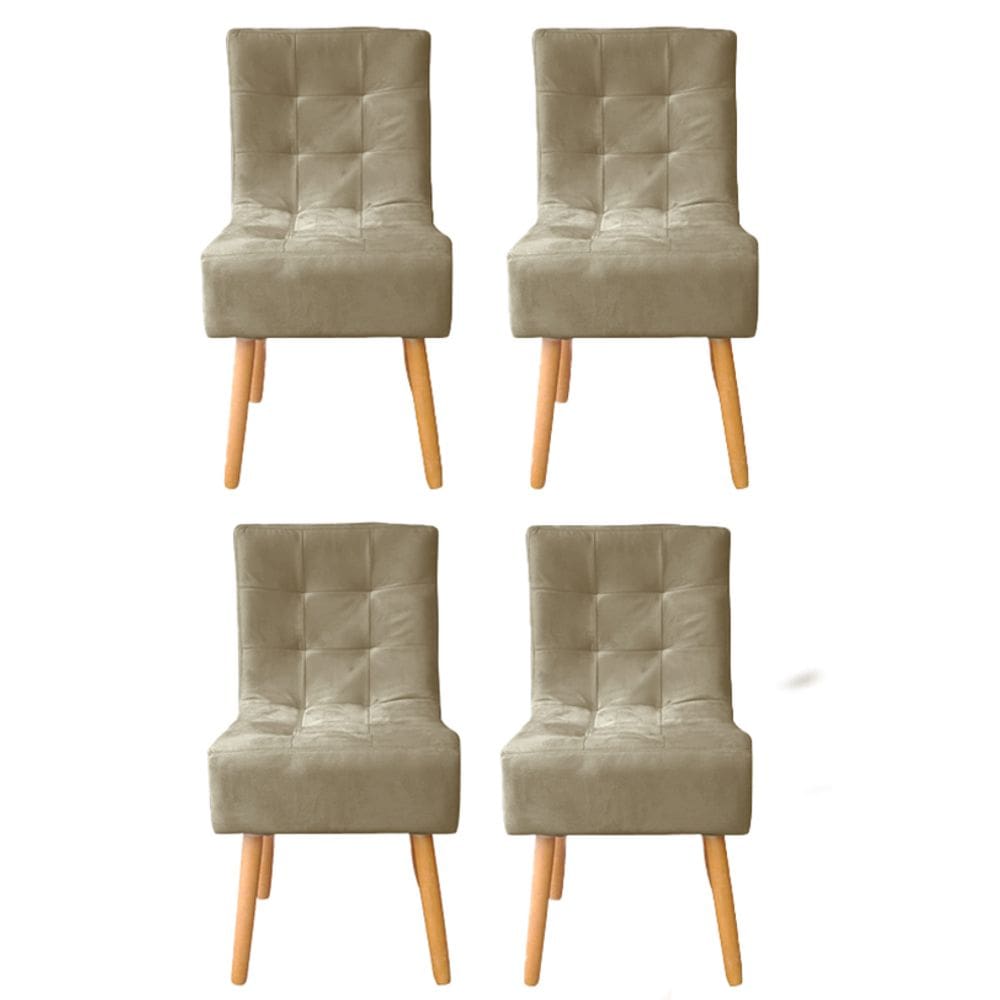 Kit 4 Cadeiras Poltrona Sala de Jantar Penteadeira Reforçada Decorativa Liz Suede