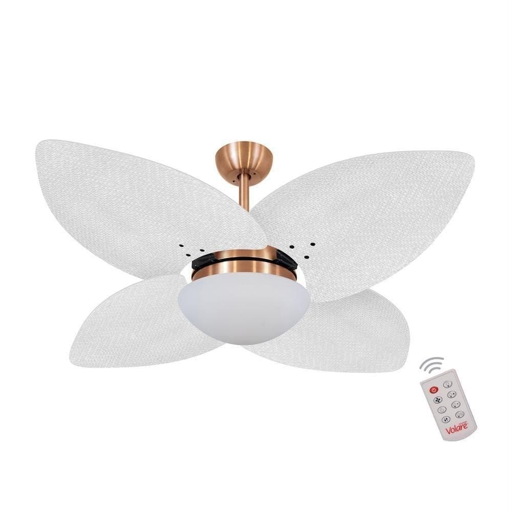 Ventilador De Teto Dormamu Cobre 4 Pás Palmae Branco 127v Com Controle