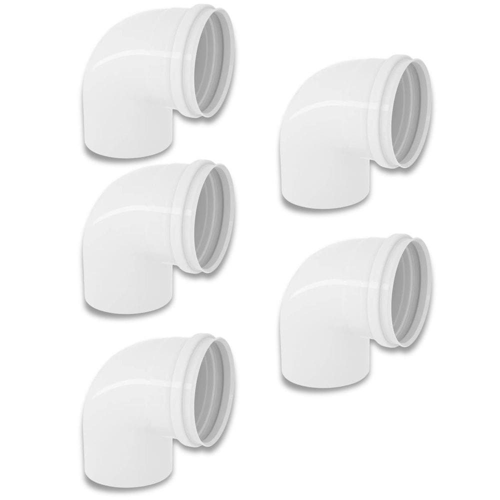 Kit 5 Cotovelos Joelho Esgoto Pvc 90 Graus Branco 75Mm