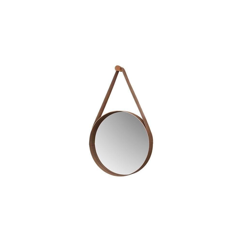 Espelho Decorativo Redondo 50 Cm Com Alça Bari Castanho