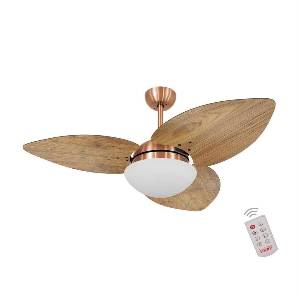 Ventilador De Teto Dormamu Cobre 3 Pás Rádica Freijó 127v Com Controle