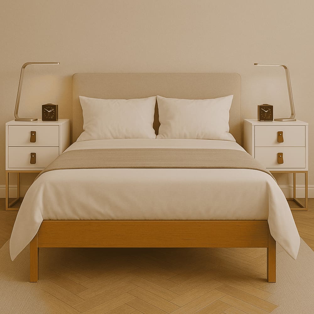 Conjunto 2 Mesas De Cabeceira Unic 45 Moderna Base De Ferro Dourada