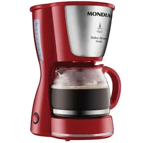 Cafeteira Eletrica 550w Mondial Faz 18 Xicaras Ellegance Red Inox 220V