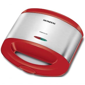 Sanduicheira 800w Mondial Antiaderente Grelhas Duplas Vermelho 110V