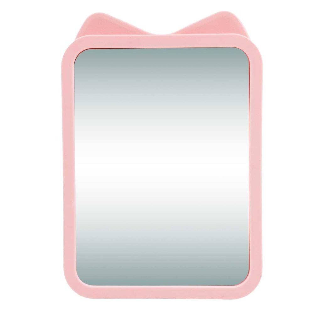Espelho de Mesa Retangular Gato 10,7cm em Plastico Rosa Folia