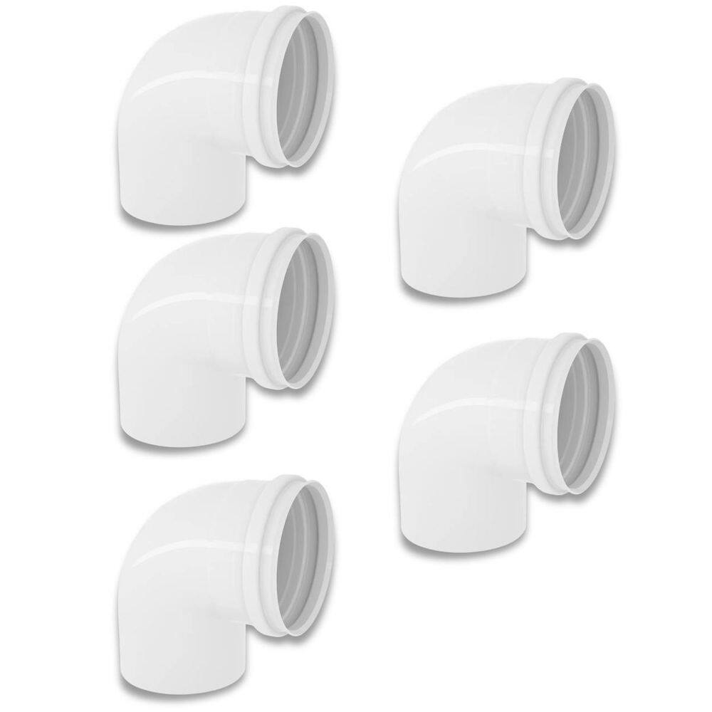 Kit 5 Cotovelos Joelho Esgoto Pvc 90 Graus Branco 50Mm