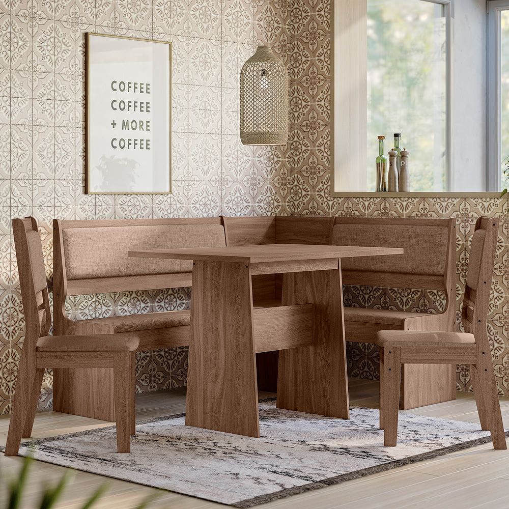 Conjunto Sala de Jantar Canto Alemao Afrodite Amendoa 07C