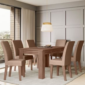 Conjunto Sala de Jantar Georgia 1,56 com 6 Cadeiras Amendoa 07