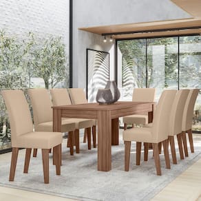 Conjunto Sala de Jantar Georgia 1,85 com 8 Cadeiras Amendoa 51
