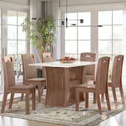 Conjunto Sala de Jantar Belgica 1,35 Com 6 Cadeiras Amendoa 73B