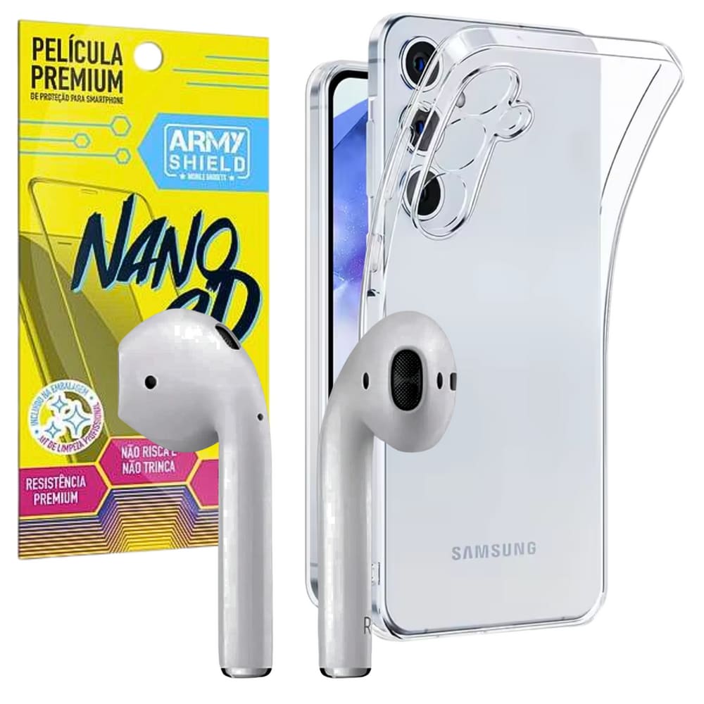 Capa Para Galaxy A56 + Fone Bluetooth + Película de Cerâmica 9D- Armyshield