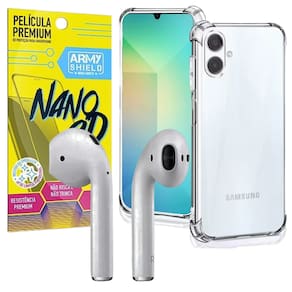 Capa Para Galaxy A06 + Fone Bluetooth + Película de Cerâmica 9D - Armyshield