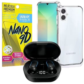 Capa Para Galaxy A06 + Fone Bluetooth + Película de Cerâmica 9D - Armyshield
