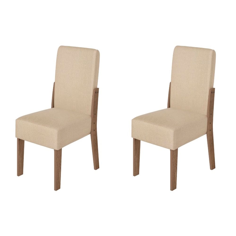 Conjunto com 02 Cadeiras de Jantar Dubai Amendoa 51C