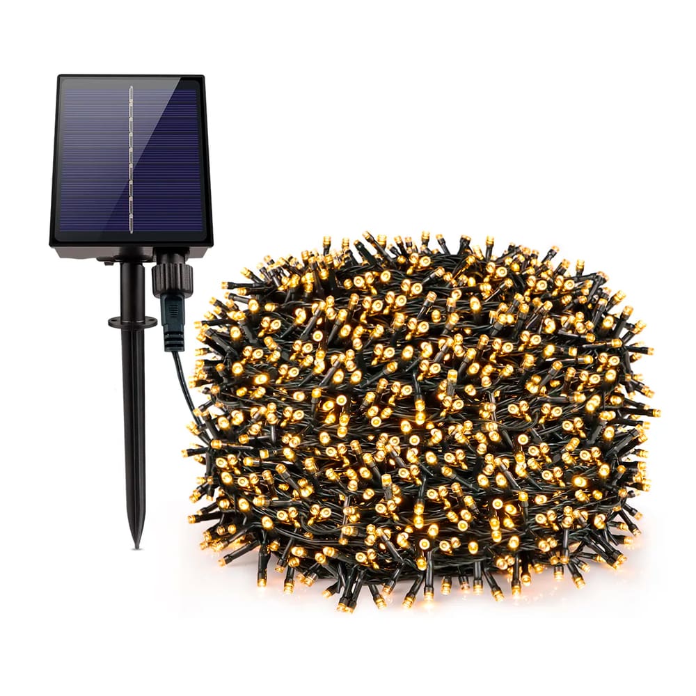 Pisca Fio LEDs Solar 1000 Lâmpadas 100m Decoração Externa