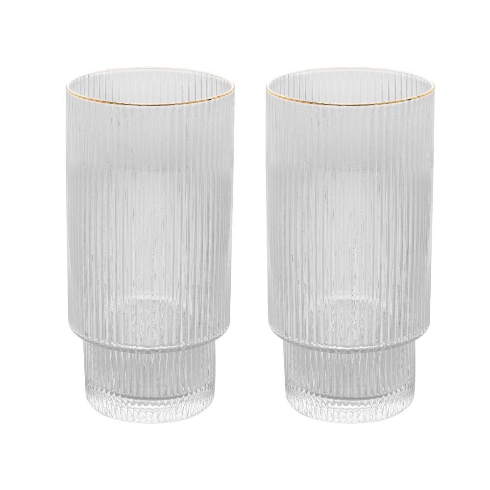Conjunto 2 Copos Altos de Cristal com Fio de Ouro 400 ml Lines Wolff