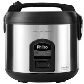 Panela Eletrica De Arroz Philco Faz 6 Xicaras 500w Preta-inox 220V